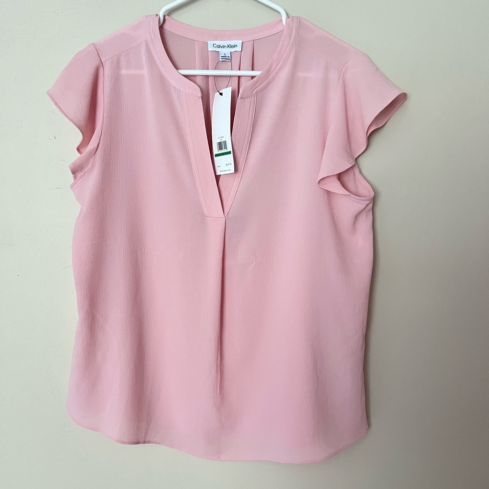 Calvin Klein Blush Pink Cap Sleeve Blouse